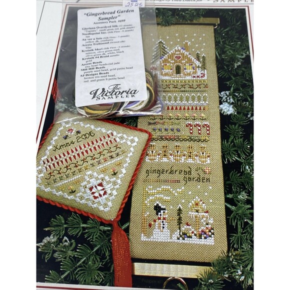 Victoria Sampler GINGERBREAD GARDEN SAMPLER Ctd Cr Stitch KIT w/Acc Pack - Picture 3 of 4